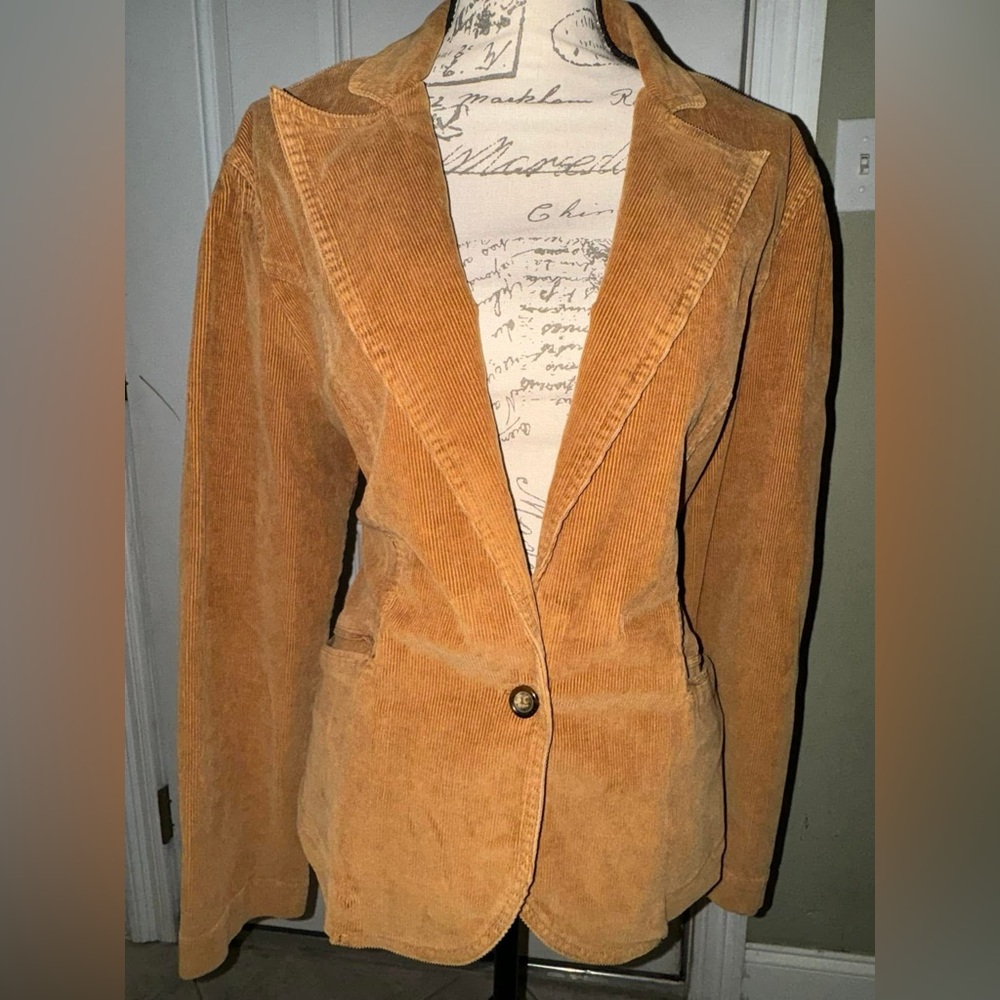 Mixit Vintage Blazer Deep V-Neck Corduroy Fabric Plus Size 16